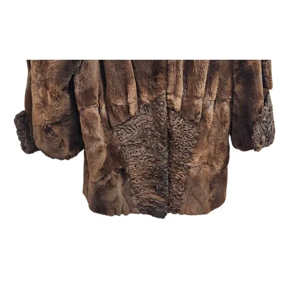 Vintage Natural Sheared Mink & Afghan Karakul Fur Coat Brown Swing Luxury Women - Picture 5 of 16